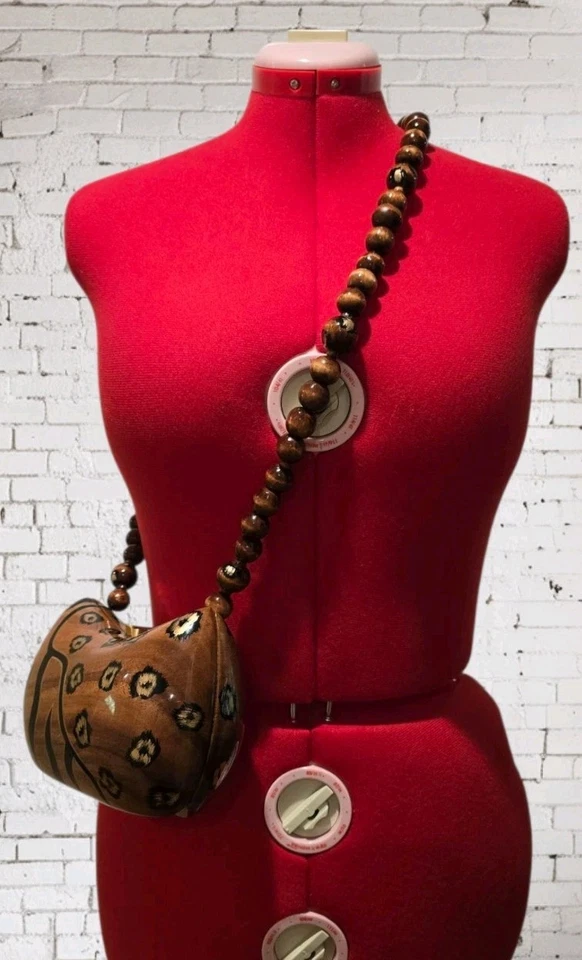 Timmy Woods Purse Bag Animal Print Crossbody Shoulder Carved Beaded Wearable Art - Image 2 of 4
