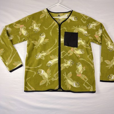 Disney Parks Princess and the Frog Green Full Zip Sweater Size 2XL Black Pocket
