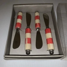 Candy Cane Stripe Spreaders Set Holiday Table Christmas Charcuterie NOS India
