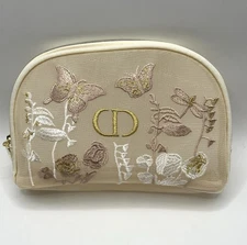 DIOR FLORAL BUTTERFLY EMBROIDERED MESH COSMETIC BAG TRAVEL POUCH NEW GWP/VIP