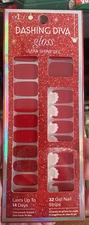 Dashing Diva Gloss 32 Gel Nail Strips CHRISTMAS SECRET SANTA HATS RED NEW