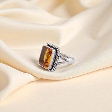 Citrine Gemstone 925 Stamped Silver Women Jewelry Handmade Ring Anniversary Gift