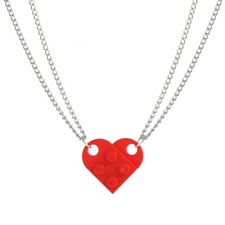 Heart Shaped Brick Necklace for Couples Friends Besties, 2 Pcs Heart Shaped Bric