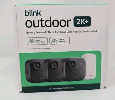 NEW 3 PACK Blink Outdoor 2K+ Wireless Security BLACK CAMERAS W/ SYNC CORE MODULE