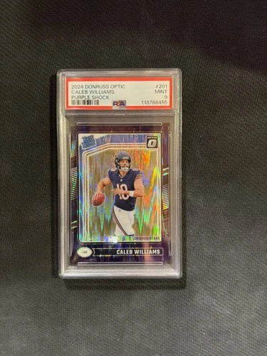 2024 Panini Donruss Optic Caleb Williams Rated Rookie Purple Shock #201 PSA 9