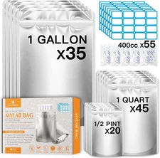 100PCS Mylar Bags with 400cc Oxygen Absorbers, 11.8 Mil Thicker Long Term Food