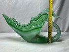 Vintage Art Glass Swan Bowl Green Murano Style Hand Blown Mid Century Decor — photo 8