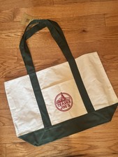 Trader Joe's Large Canvas Tote Reusable Bag 20x14x6" Green/White  NEW 