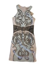 Arden B Metallic Graphic Bodycon Dress MEDIUM NWT