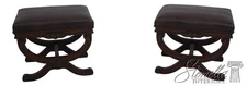 68879: Pair Of Faux Leather Mahogany Stools