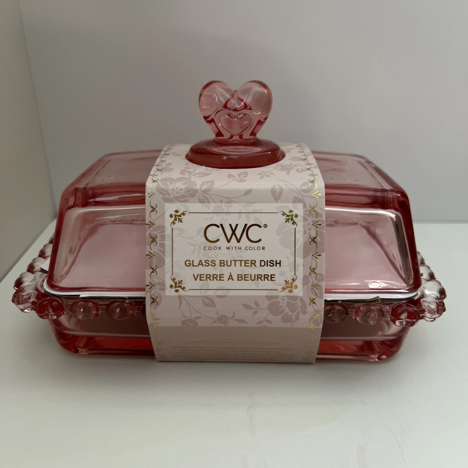 CWC Pink Glass Butter Dish Hearts Valentine’s
Opens in a new window or tab
