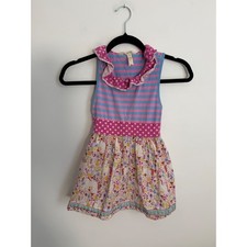 Matilda Jane Girls Size 12 Mixed Print Unicorn Floral Stripe Ruffle Dress Pink