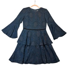 Vince Camuto Blue Tiered Ruffle Dress Bell Sleeve Size 6 NWT
