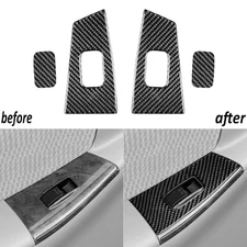 Real Carbon Fiber Rear Window Lift Switch Panel Cover For Toyota Corolla 2003-08