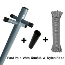 Clothes Line Support Pole 2.4m Heavy Duty Galvanised Washing Line Post