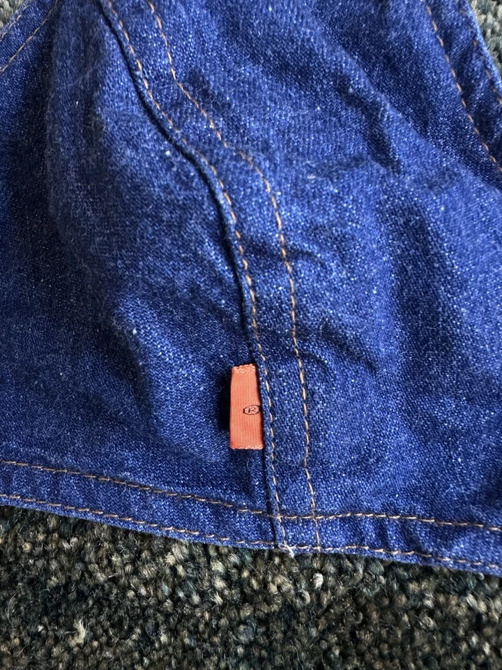 Sutiã vintage década de 1970 Levi’s laranja aba denim halter top – raro em branco ® aba - Imagem 4 de 4