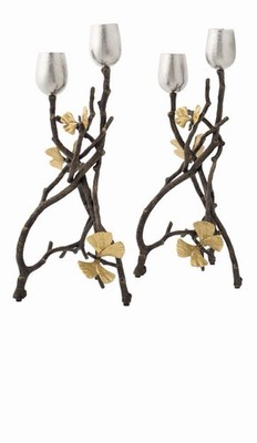 MICHAEL ARAM GINGKO BUTTERFLY (2) Candleholders- Displays