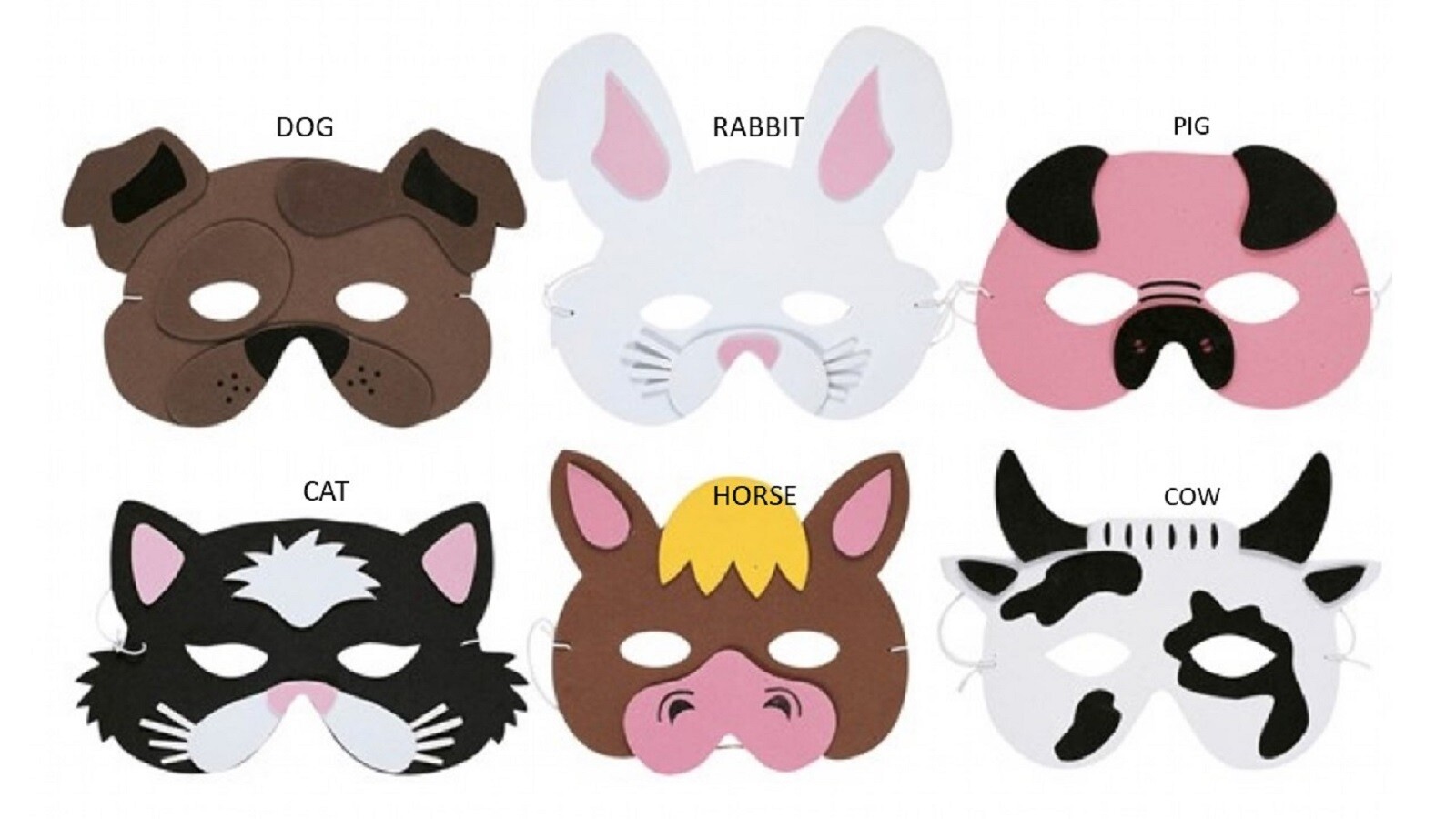 12 x EVA Foam Kids Mask Farm Animals Masks Party Bag Stocking Fillers Gifts