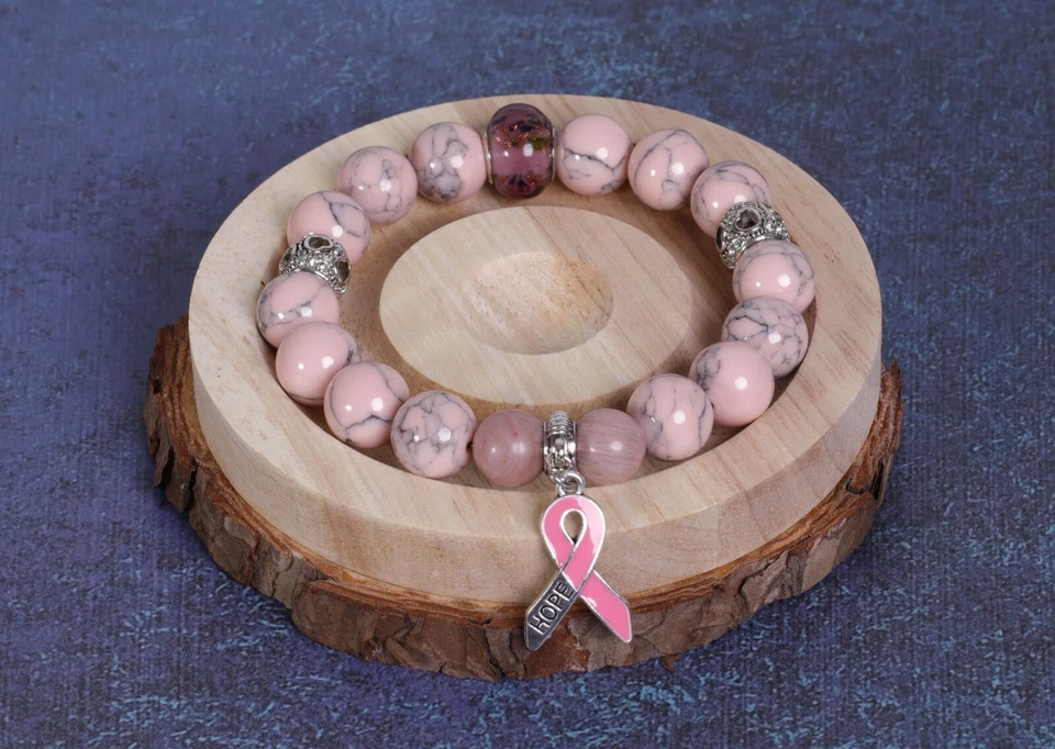 🙏 Pulsera Piedras Naturales 12 mm cuenta plata 925 y cristal murano Boho Casual Foto 4 de 4