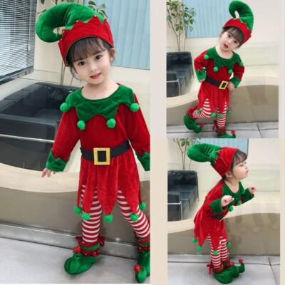 Christmas Elf Dress up Outfit for Boy Girl Includes Dwarf Suits Hat  UK