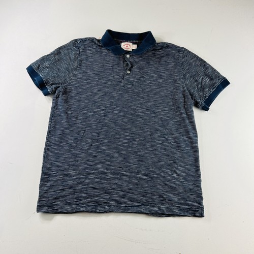 Brooks Brothers Red Fleece Polo Shirt S/S Navy Blue Striped Mens Size XL