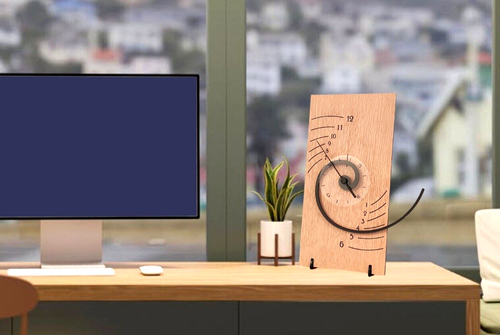 Reloj de escritorio de madera en espiral único, novedad, avanzado, diseño artístico, alfa, regalo para hombre - Imagen 5 de 7