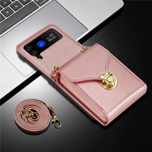 Zipper Wallet Purse Crossbody Phone Case For Samsung Galaxy Z Flip5 4 Flip 3 5G - Picture 37 of 67