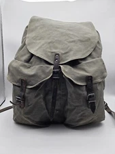 Vintage WW2 Austrian Germany Backpack Rucksack Canvas Leather Trim Stolla Wien