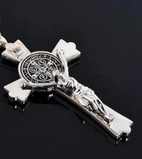 X LARGE 3" CROSS CRUCIFIX JESUS SOLID STEEL WATERPROOF pendant 24" necklace men 