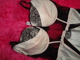 ANN SUMMERS UNDERWIRED NUDE/BLACK BASQUE SUSPENDER "ADALICIA" SMALL D-E NWT