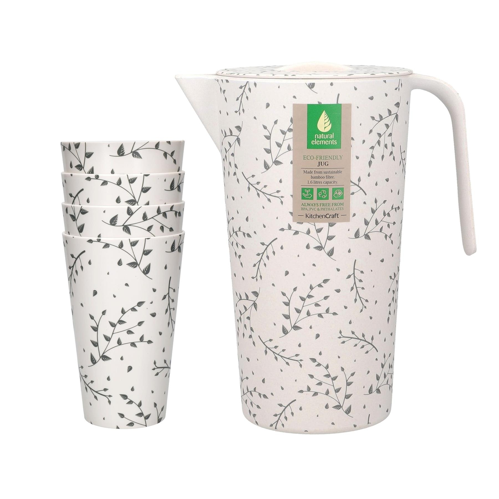 Natural Elements Eco-Friendly Jug & Tumblers Set - Recycled Plastic Drinkware