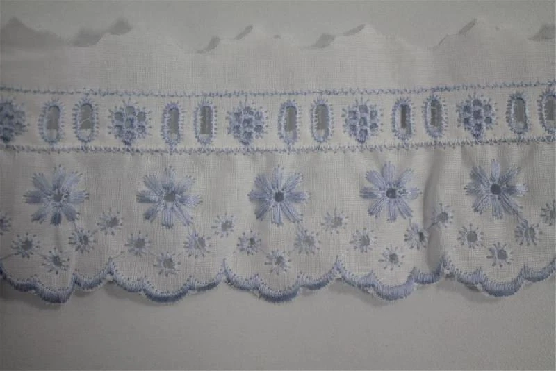 Pizzo merletto passanastro san gallo in cotone arricciato 6cm sangallo smerlato - Immagine 3 di 4