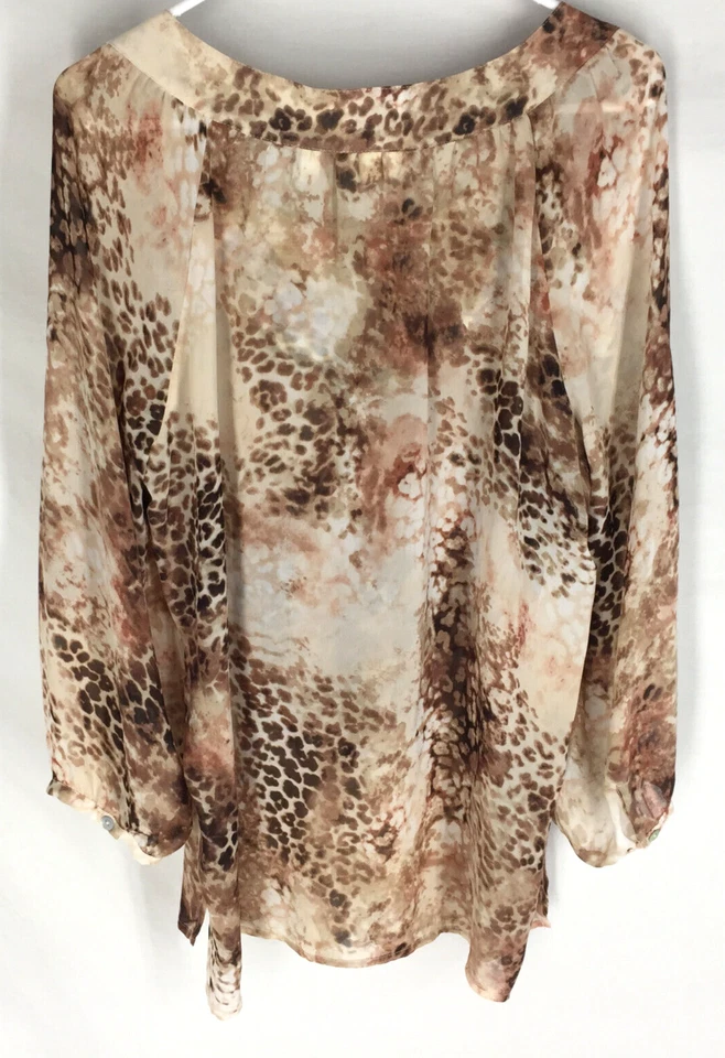 Блузка Chico's размер 2 женская большая прозрачная весна лето с длинным рукавом легкая - Изображение 3 из 4