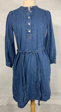 Gap Denim Women's XS Blue 3/4 Sleeves Cotton 1/4 Button Shift Midi Dress