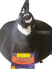 Childs Witches Hat With White Bats - Halloween Costumes