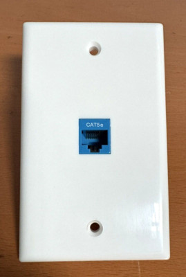 Ethernet Cat5e Single Port Wall Plate with Tool Less Keystone Jack Blue