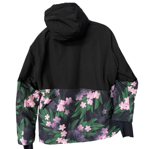 Giacca da neve Avalanche 2XL floreale con cappuccio nero rosa verde, sci, inverno - Foto 4 di 17