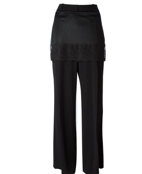 GIVENCHY 1650$ Auth new lace trim trousers, casual pants, black