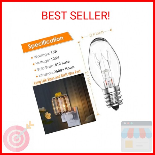 Salt Lamp Bulbs -15 Watt Wax Warmer Bulbs for Scentsy Wax Warmer- C7 Replacement - Picture 2 of 2