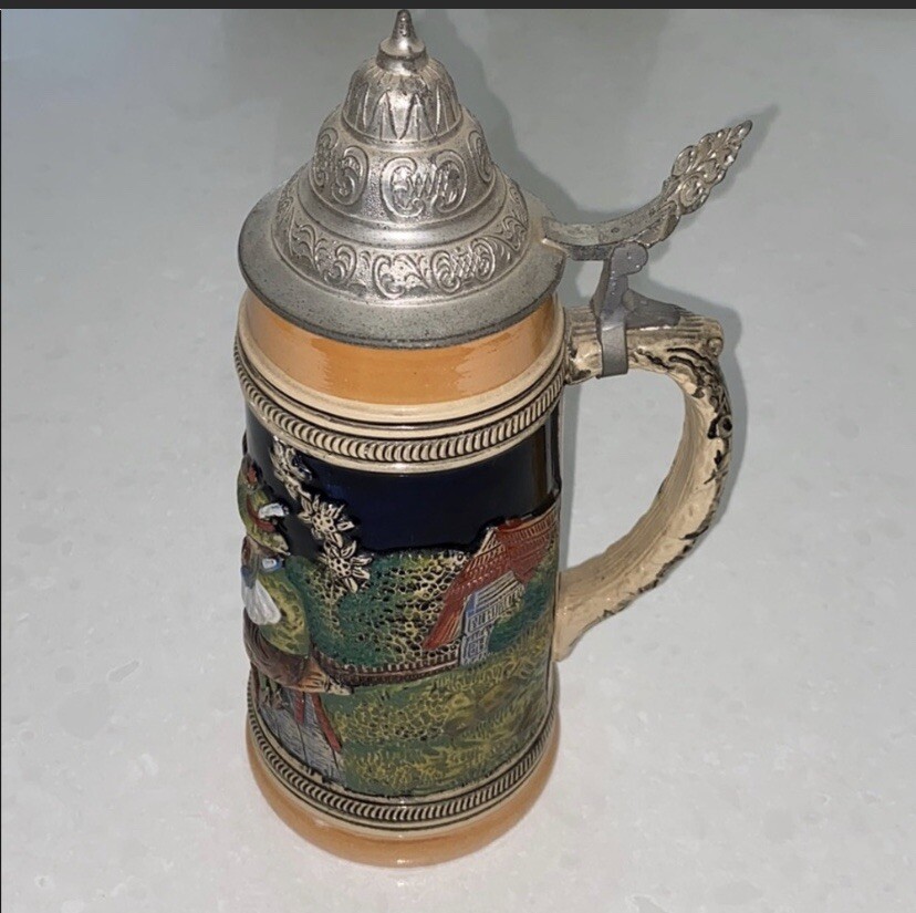 Vintage DBGM German Beer Stein With Pewter Lid Ceramic Rare Mug eBay