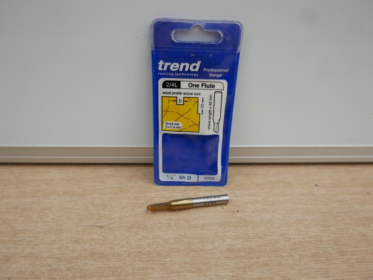 Trend HSS 4.8mm Single Flute Straight Router Cutter – 1/4" Shank, 2/4L Model, UK Made