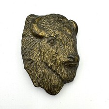 VTG American Bison Buffalo 3D Brass Belt Buckle 70s Yellowstone
