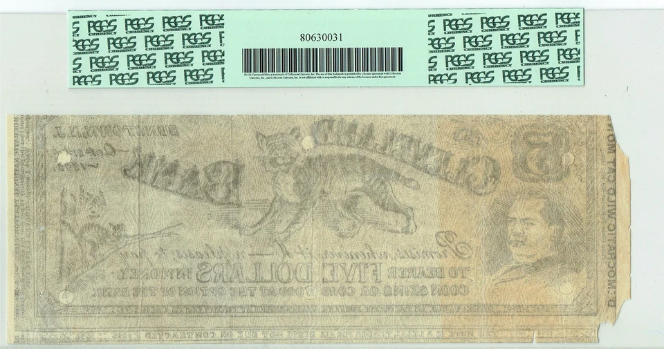 Cleveland Bank Wild Cat Money Bungtown NJ Grover Oct 21, 1892 PCGS Very Fine 25 - Image 3 of 4
