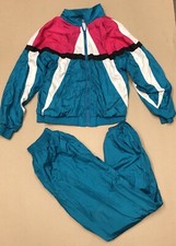 Vintage 1990s Womens Track Suit Jacket  Pants Set Sz M Color Block