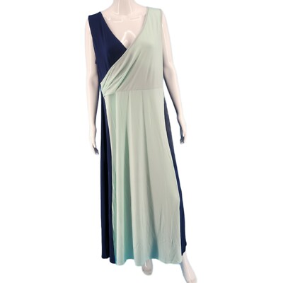 Women's Maxi Dress Petite Small Sz Navy Colorblock Evening Top