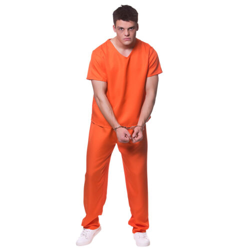 Adulto CONVICTO DE CÁRCEL DEL CONDADO Halloween Recluso Prisionero Elegante Vestido Disfraz Para Hombres Reino Unido - Imagen 3 de 9