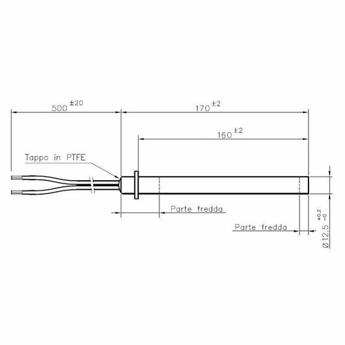 CANDELETTA ACCENSIONE STUFA PELLET RESISTENZA D 12.5 X 170 350W PALAZZETTI 04047 - Foto 4 di 4