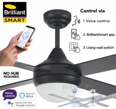 Brilliant Smart Tempo Wifi 132cm 52 Ceiling Fan With Light Google Home Alexa Brilliant Smart Tempo Wifi 132cm 52, Ceiling Fans That Work With Google Home