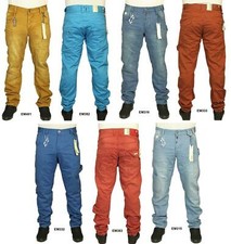 Eto Men's Jeans Cuffed Regular Fit Twisted Leg Button Fly Casual Smart Trousers