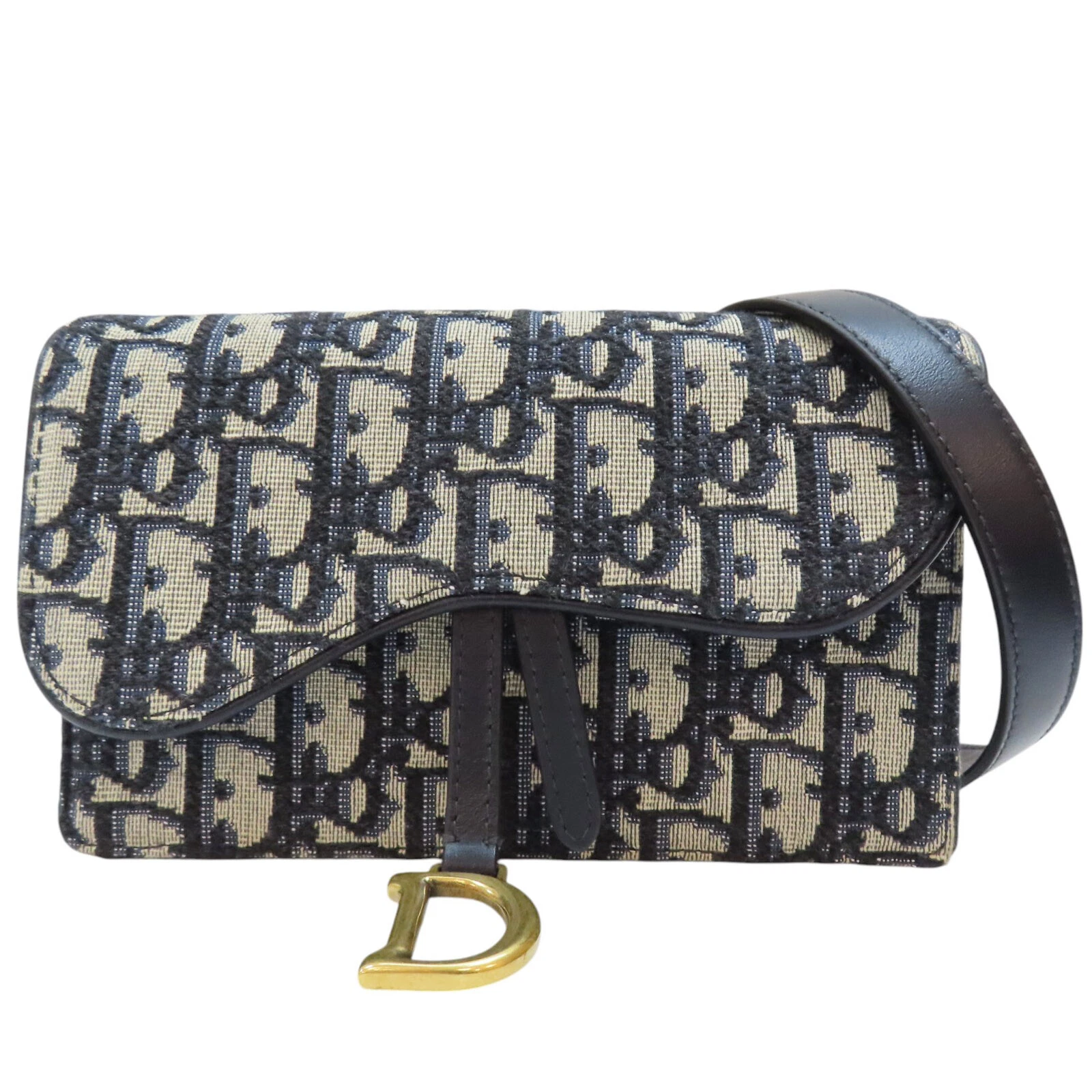 DIOR Oblique Selle Ceinture Pochette Ceinture Sac Toile Bleu